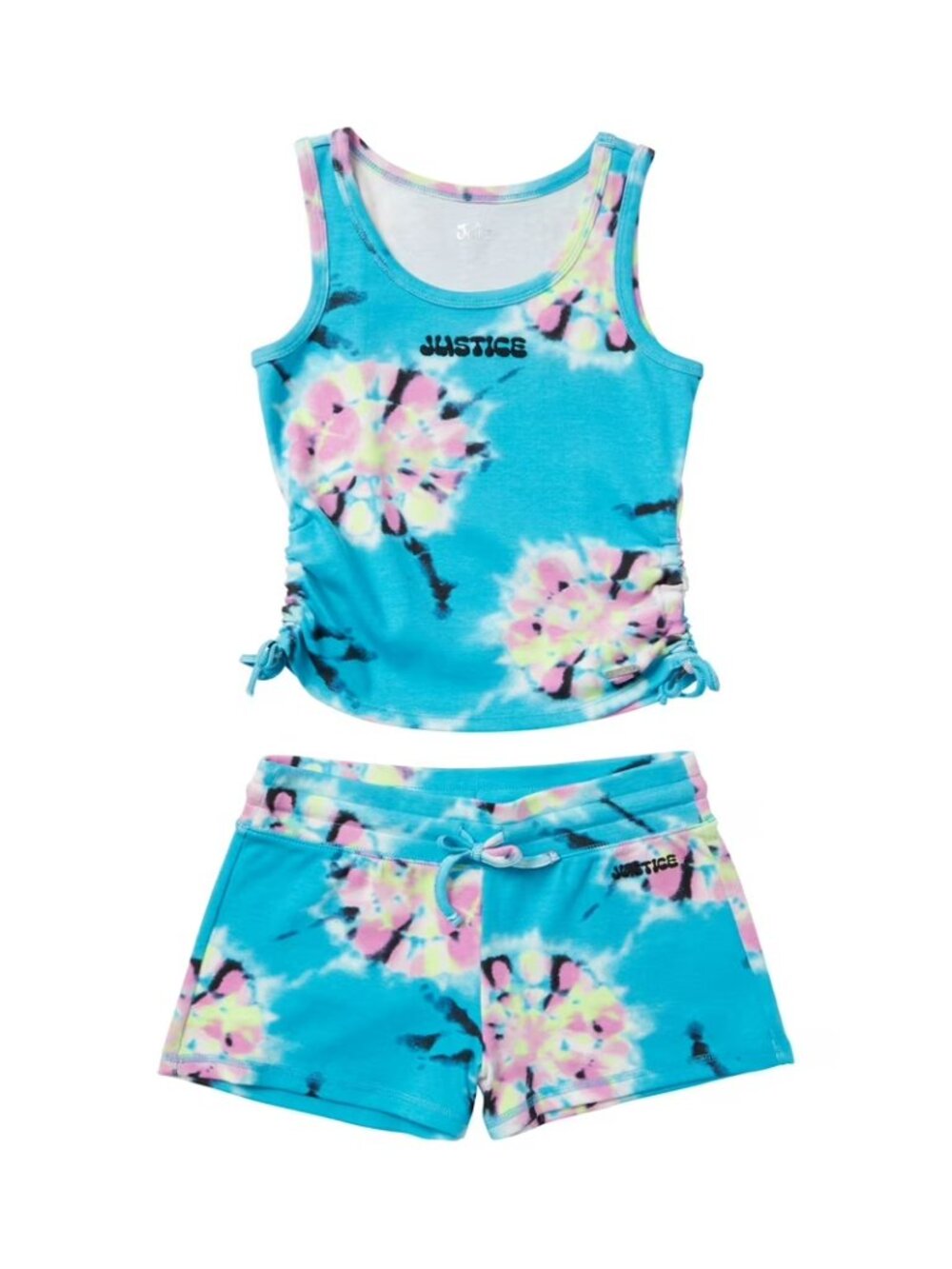 Justice Girls Blue Tie-Dye Tank & Shorts Set Size Medium (10)